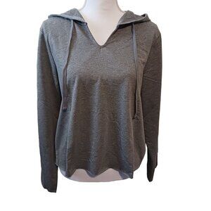 NEW NYDJ Forever‎ Comfort Cropped Hoodie, Size L in Light Heather Grey